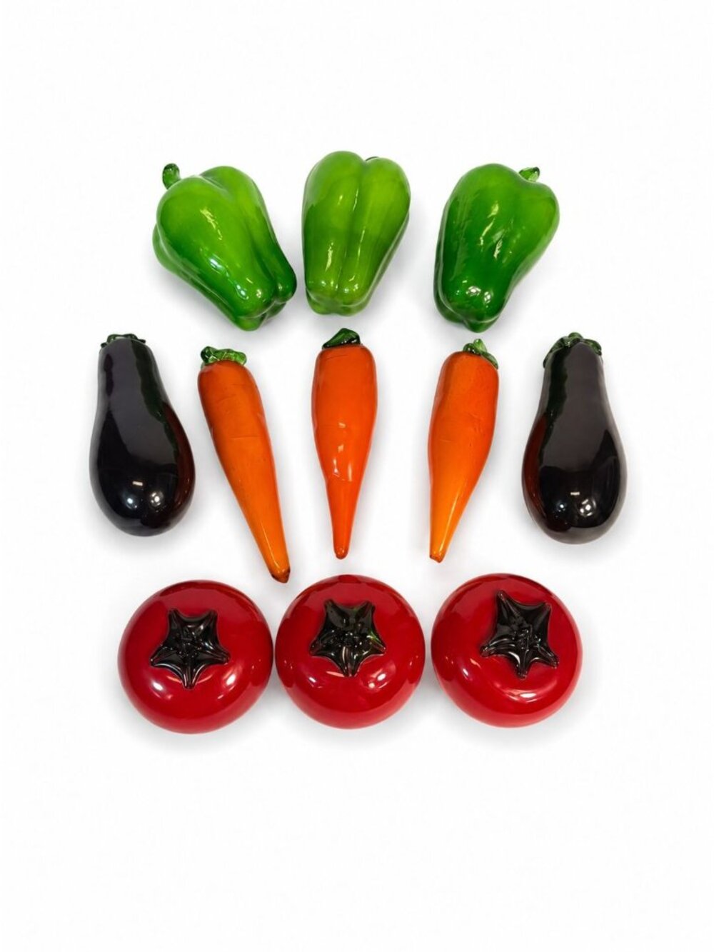 Hand Blown Glass Vegetables Set Of 11 Vintage Murano Style Art Glassware Home